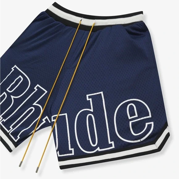 RHUDE Navy Court Logo Shorts